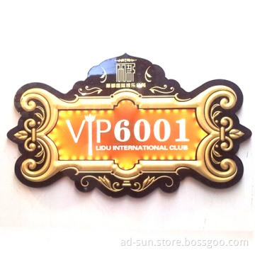 Special Golden Finish Metal Hotel Room Doorplates Number Sign